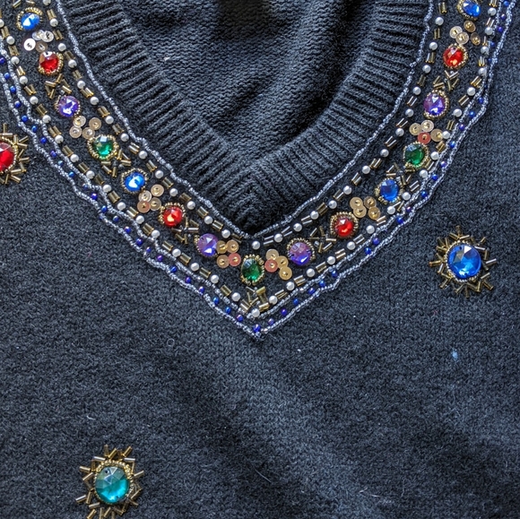Silk and Lambswool Tunic with Large Beads and Sequins - Picture 12 of 12